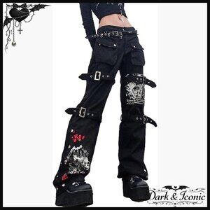 Loose Low Waist Wide Leg Cargo Pants Gothic Streetwear Sweatpants